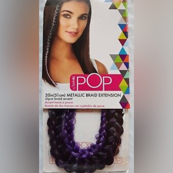 Pop by Hairdo 20” Purple Hair Extension Metallic Clip In Braid Extension Gift - Picture 8 of 12